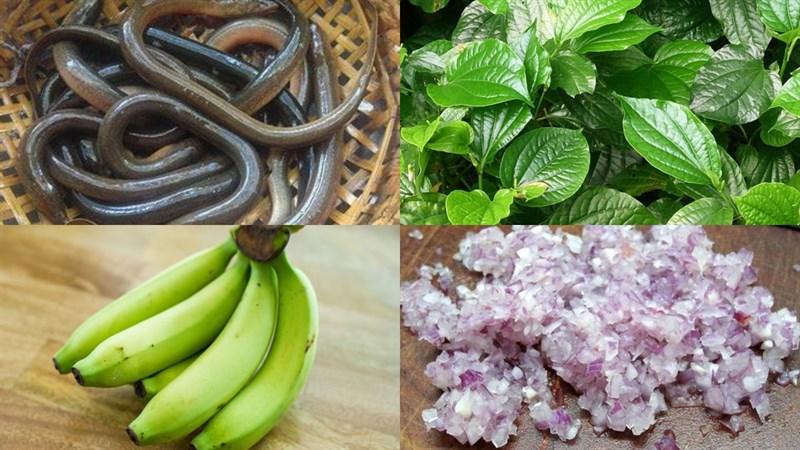 Nguyên liệu món ăn lươn kho chuối xanh