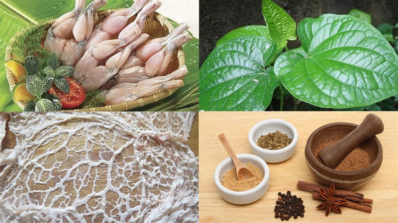Nguyên liệu món ếch cuốn lá lốt