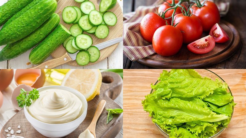 Nguyên liệu làm salad dưa chuột cà chua sốt mayonnaise