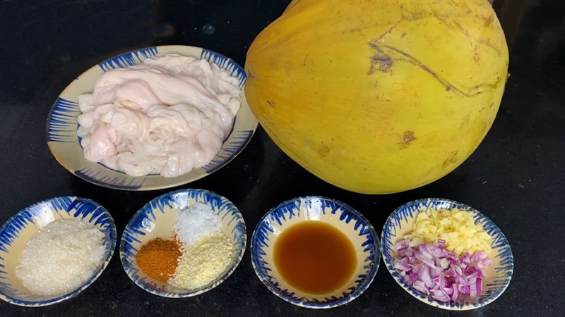 Nguyên liệu món ăn ruột heo khìa nước dừa, ruột heo khìa coca