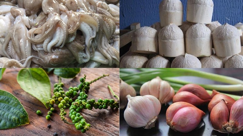 Nguyên liệu món ăn bạch tuộc khìa nước dừa