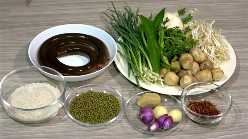 Nguyên vật liệu món ăn cháo lươn đậu xanh