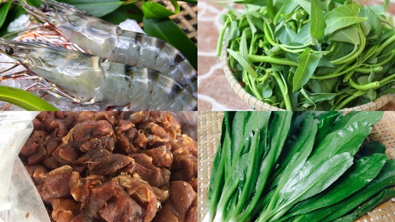 Nguyên liệu làm canh chua tép rau muống