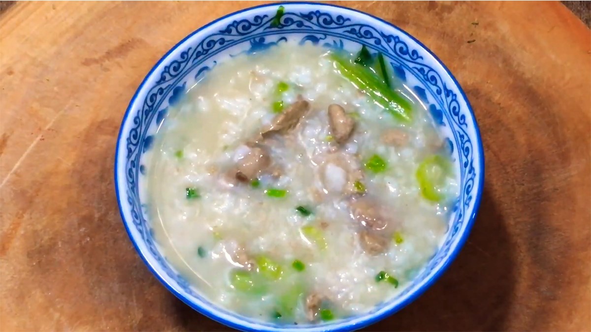 Cháo gan gà cải ngồng