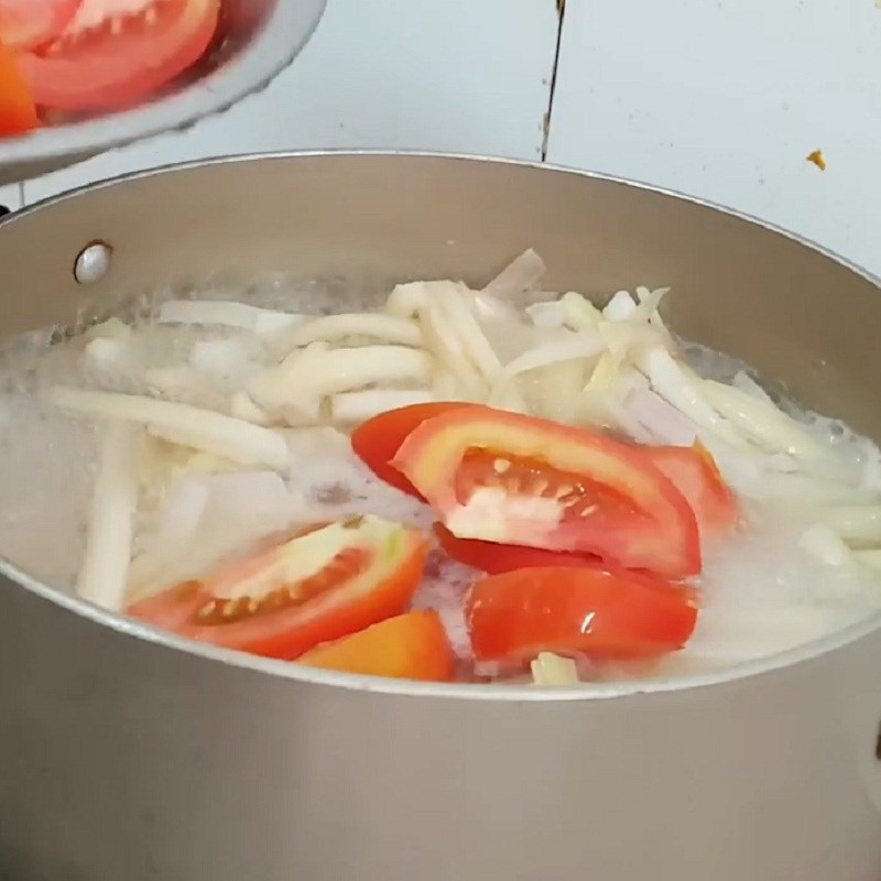 Bước 3 Nấu canh Canh chua tôm bồn bồn