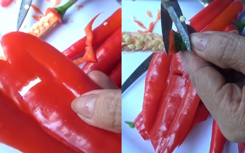 Tỉa gọn lại phần cuống hoa để l&agrave;m nhụy 