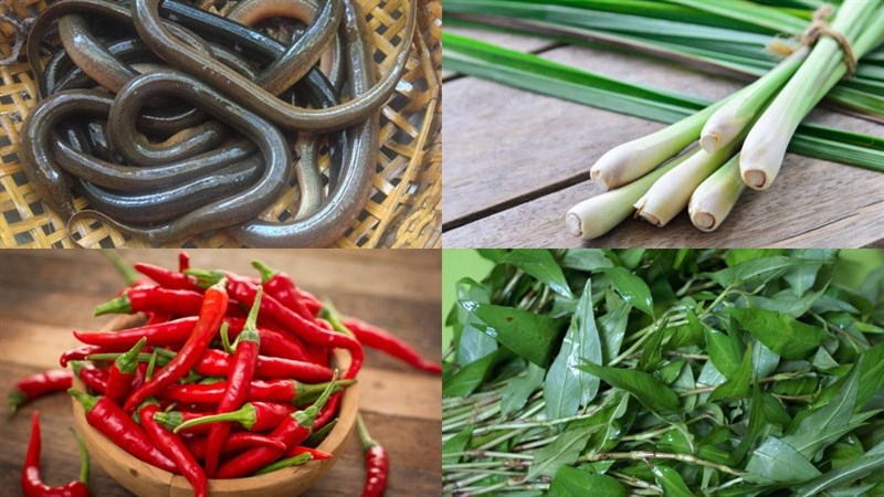 Nguyên liệu làm món lươn hấp sả ớt