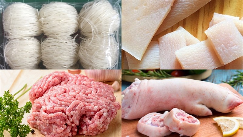 Nguyên liệu làm hủ tiếu da heo cuộn