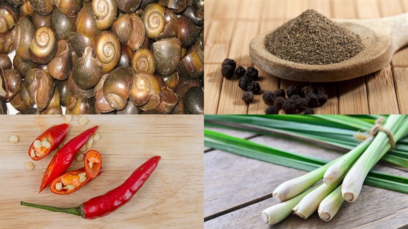 nguyên liệu làm ốc lác hấp tiêu