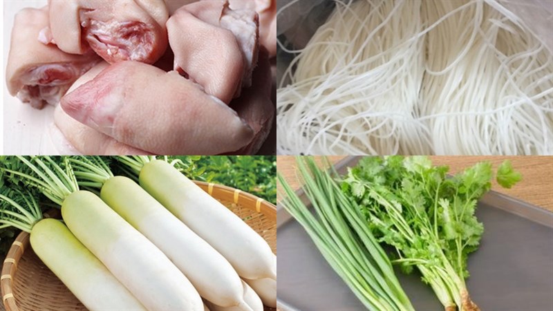 Nguyên liệu món ăn hủ tiếu móng heo