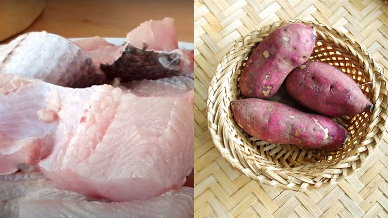 Nguyên liệu nấu món cháo cá lóc khoai lang