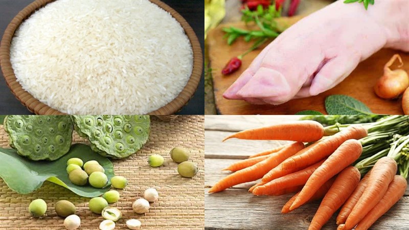 Nguyên liệu Cháo chân giò hạt sen cà rốt