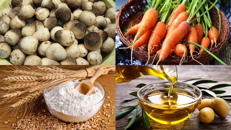 Nguyên liệu nấu nấm rơm chiên bột