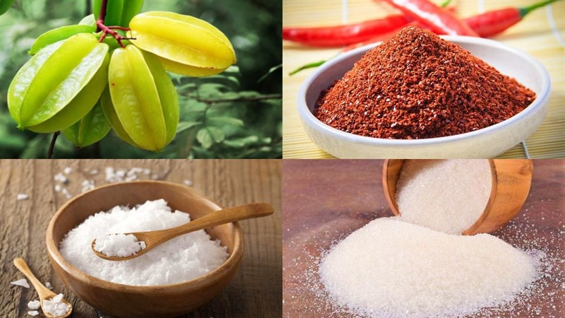 Nguyên liệu làm món khế dầm muối ớt