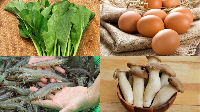 nguyên liệu làm cải ngọt xào tôm