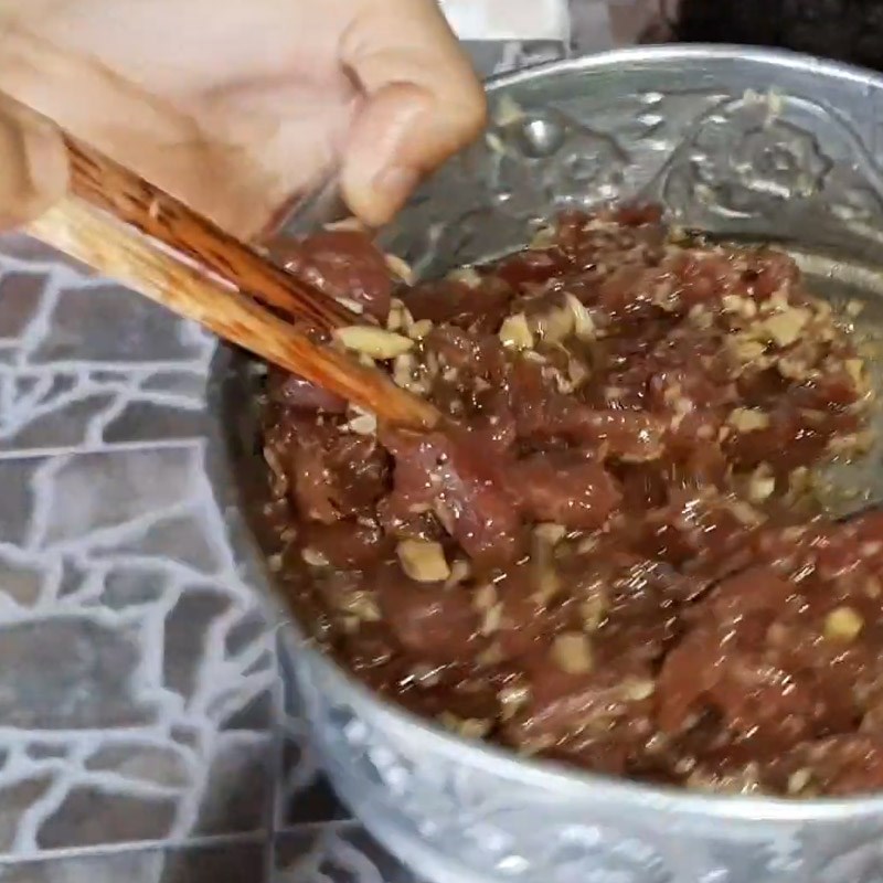 Bước 1 Sơ chế và ướp thịt bò Xà lách xoong Nhật trộn thịt bò