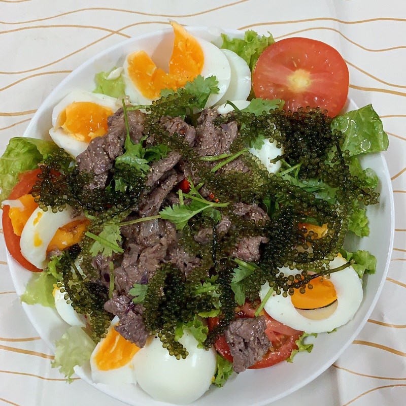 Bước 4 Trộn salad Salad rong nho thịt bò