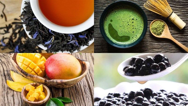 Nguyên liệu món ăn trà sữa xoài matcha trân châu đen