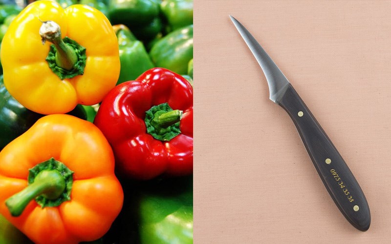 Nguy&ecirc;n liệu v&agrave; dụng cụ tỉa hoa sen từ ớt chu&ocirc;ng