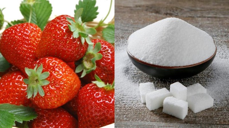 Nguyên liệu làm món dâu tây ngâm đường