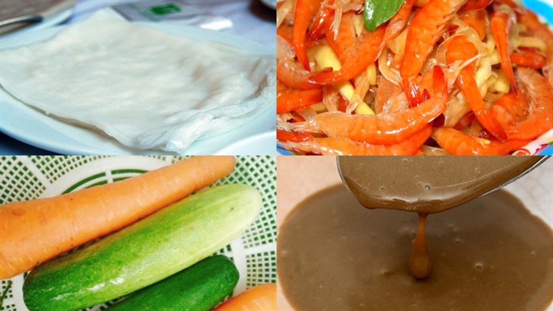 Nguyên liệu món ăn bánh cuốn tôm chua