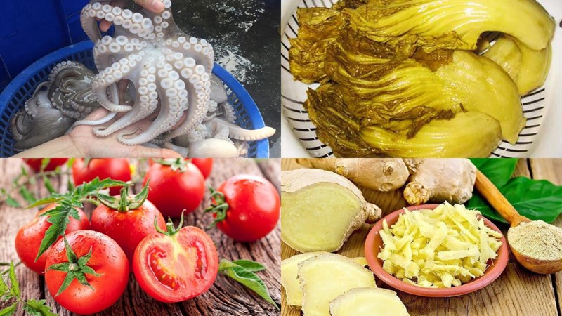 Nguyên liệu món ăn 2 cách làm bạch tuộc xào dưa leo và dưa chua