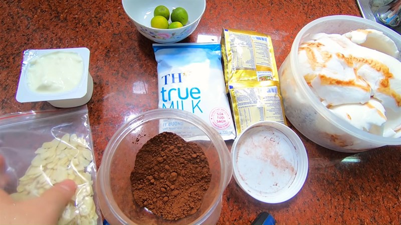 Nguyên liệu làm món cacao dừa