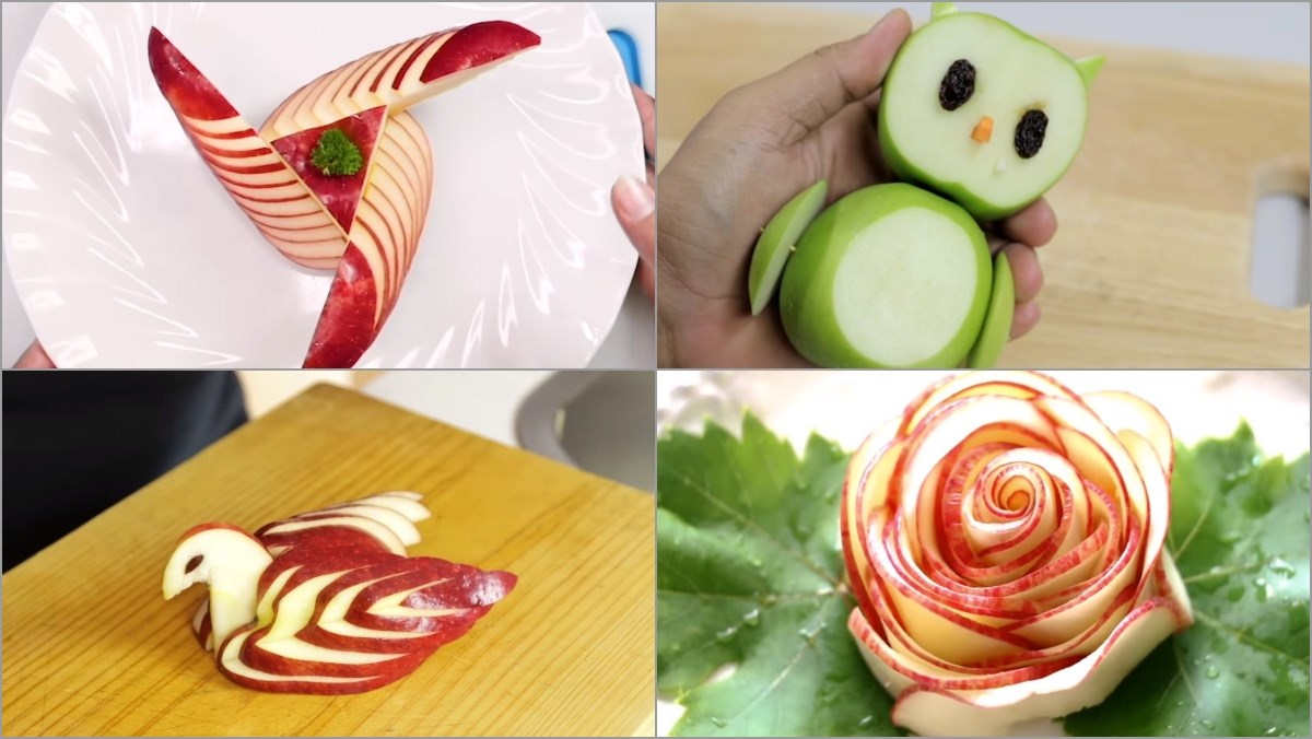 8 cách tỉa táo đẹp, tạo hình quả táo đơn giản để trang trí món ăn đẹp mắt