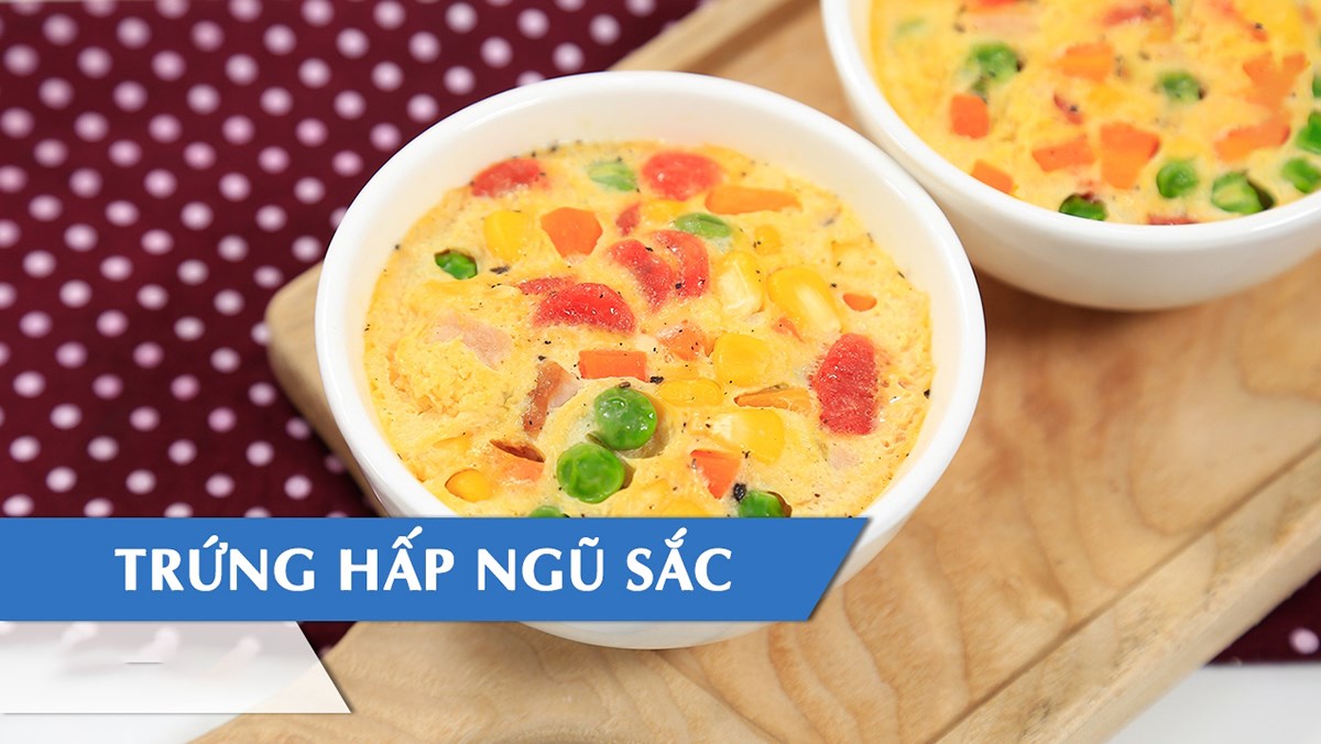 Trứng hấp rau củ ngũ sắc