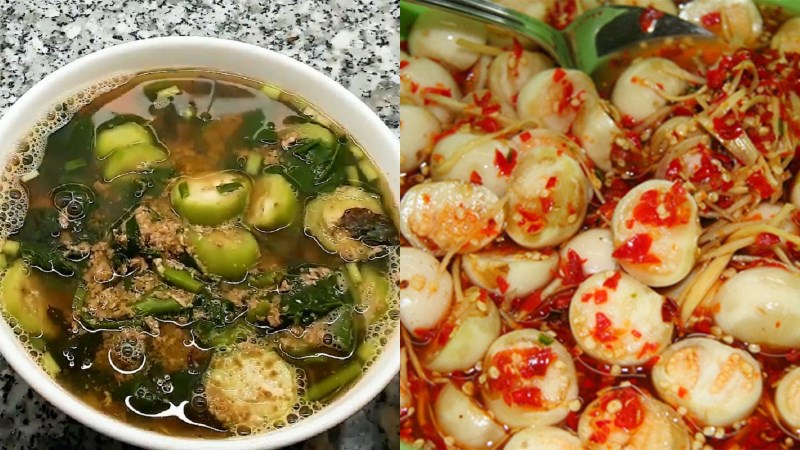 Cà muối, canh cua tập tàng (rau láo nháo)