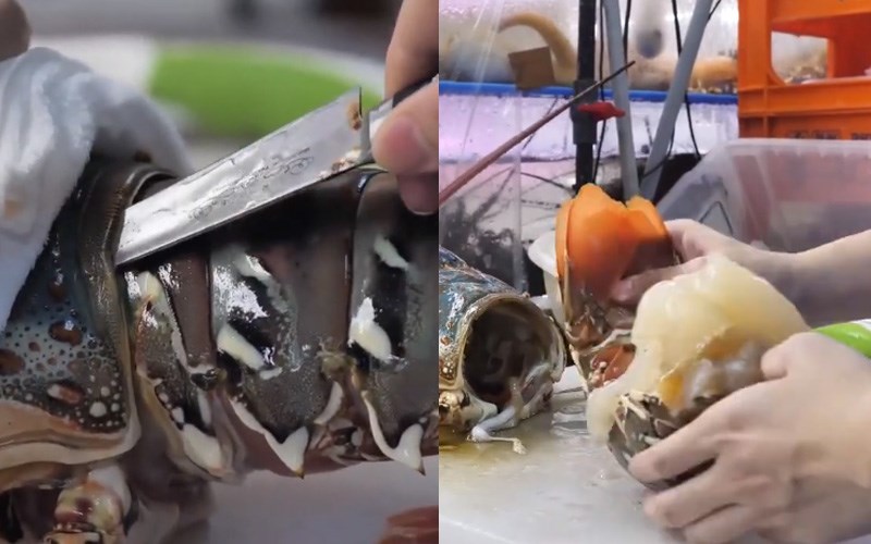 Cắt rời đầu và đuôi tôm