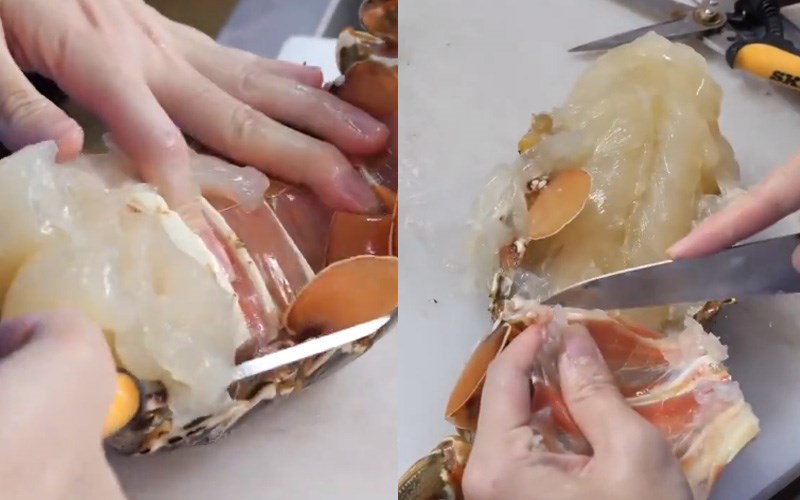 Lột vỏ bụng dưới của tôm