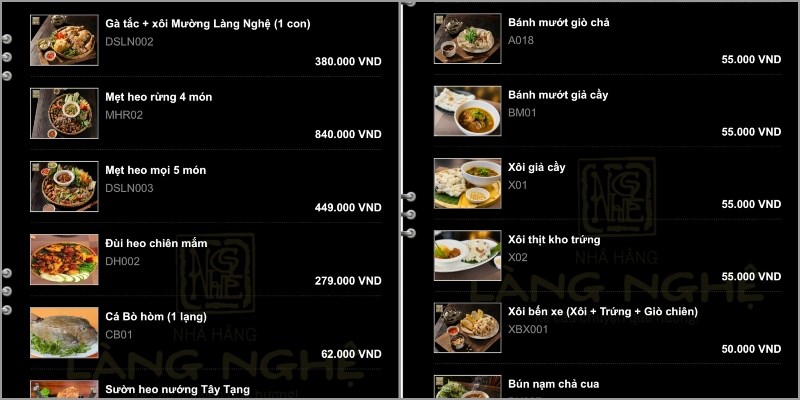 Thực đơn vô cùng đa dạng