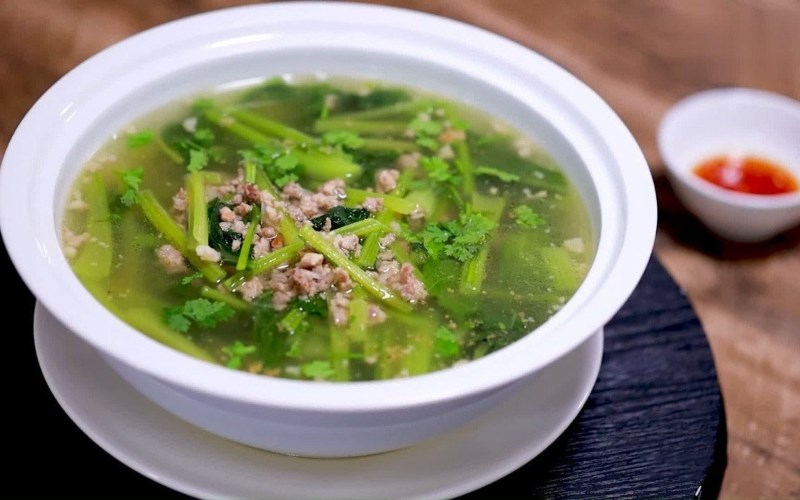 Canh cải ngọt thịt băm