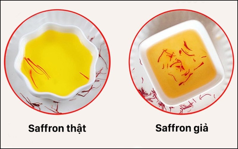 Phân biệt saffron thật giả bằng cách ngâm nước