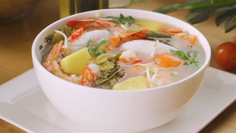 Canh dưa chua nấu tôm