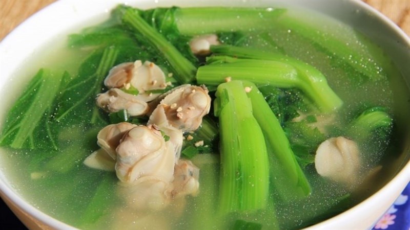 Canh ngao nấu rau cải