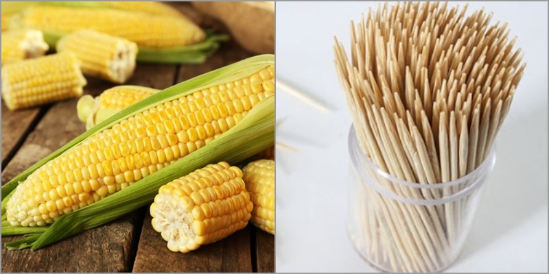 Nguy&ecirc;n liệu v&agrave; dụng cụ t&aacute;ch hạt bắp bằng xi&ecirc;n que