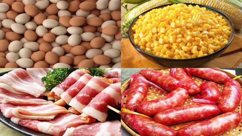 Nguyên liệu món ăn trứng hấp thịt băm, hải sản, rau củ