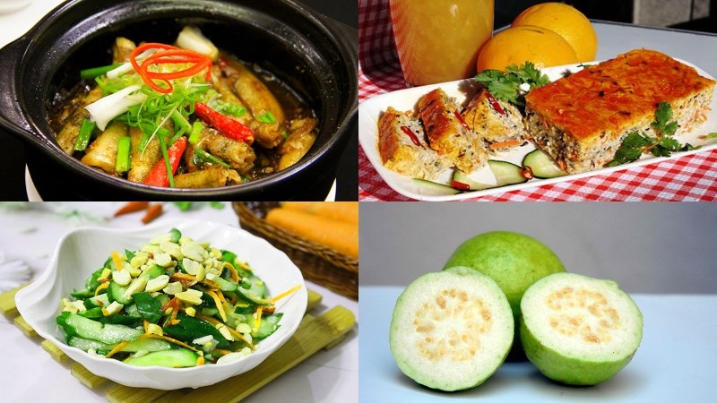 Thực đơn 3: Cá bống kho tiêu, đậu que luộc, chả trứng, nộm dưa leo, ổi