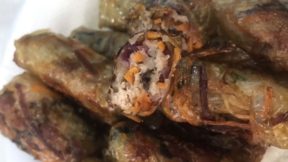 Chả giò thịt heo khoai lang tím