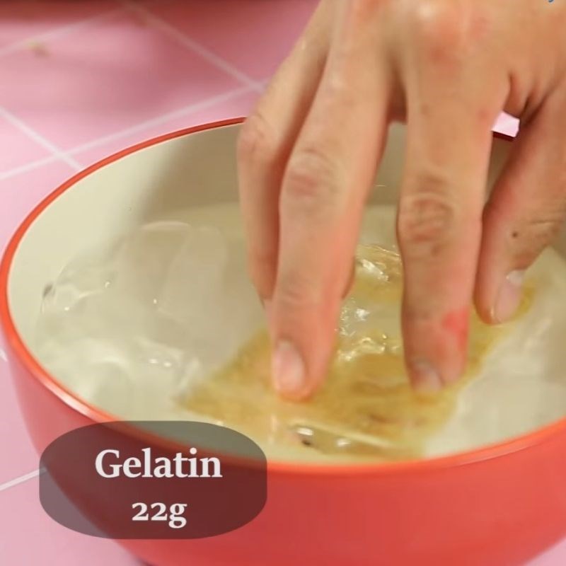 Bước 1 Ngâm gelatin, ngâm hạt é Chè khúc bạch sầu riêng