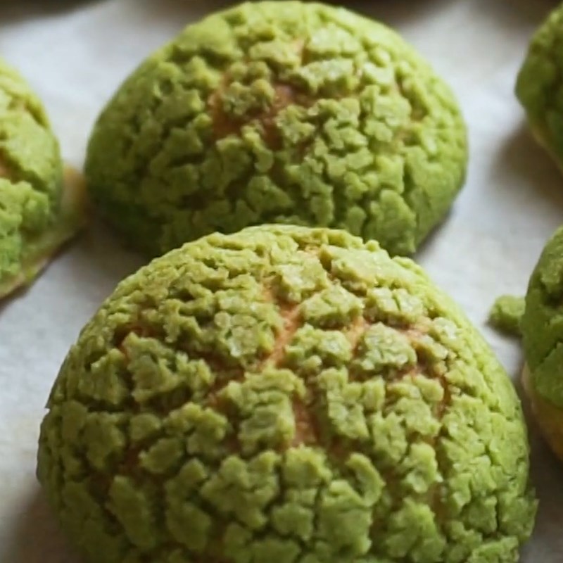 Bước 4 Phủ lớp bột vỏ giòn và nướng bánh Bánh su kem trà xanh nhân trà xanh