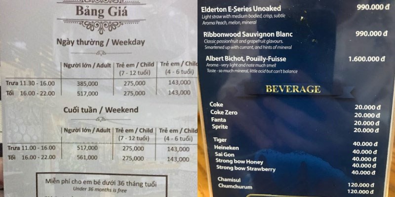 Menu Nhà hàng D’Maris
