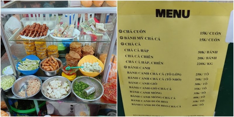 Thực đơn tại Quán Bánh Canh Gái 