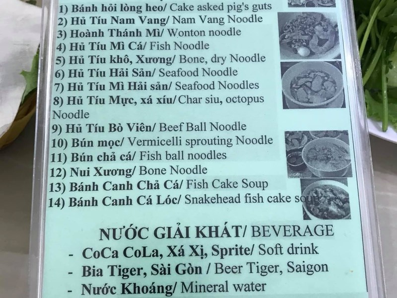 Thực đơn tại Quán Bánh canh 13 Tuyên Quang 