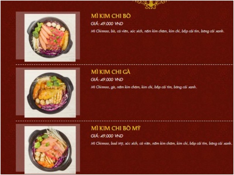 Thực đơn tại Quán Mì Cay SaSin 