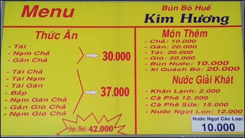 Quán Bún bò Huế Kim Hương