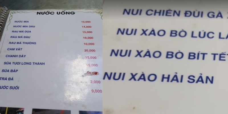 Menu Quán Bún Riêu Nguyễn Cảnh Chân