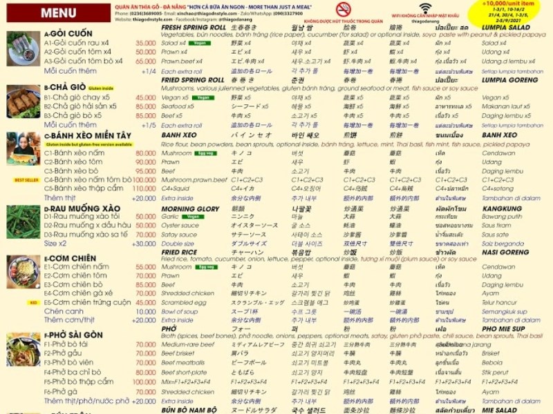 Menu Nhà hàng Thìa Gỗ